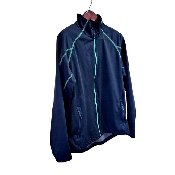 Black Fendt Lightweight Full Zip Jacket Size Large Green Contrast Stitching - Picture 2 of 6